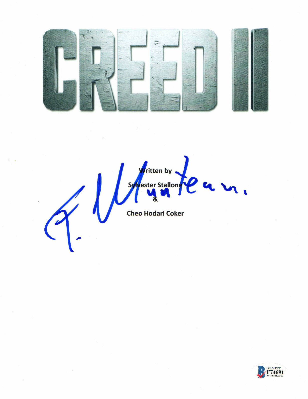 FLORIAN MUNTEANU SIGNED AUTOGRAPH CREED II FULL SCRIPT BECKETT BAS