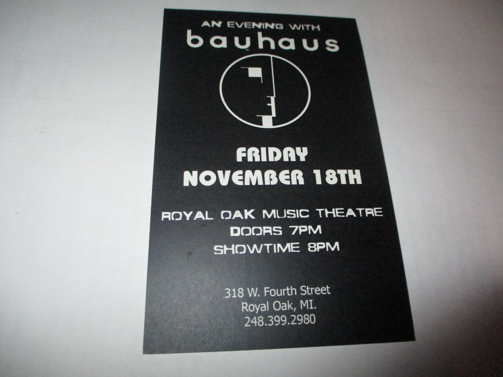 2005 BAUHAUS November 18 Show Two Sided 5 Inch Tall Flyer