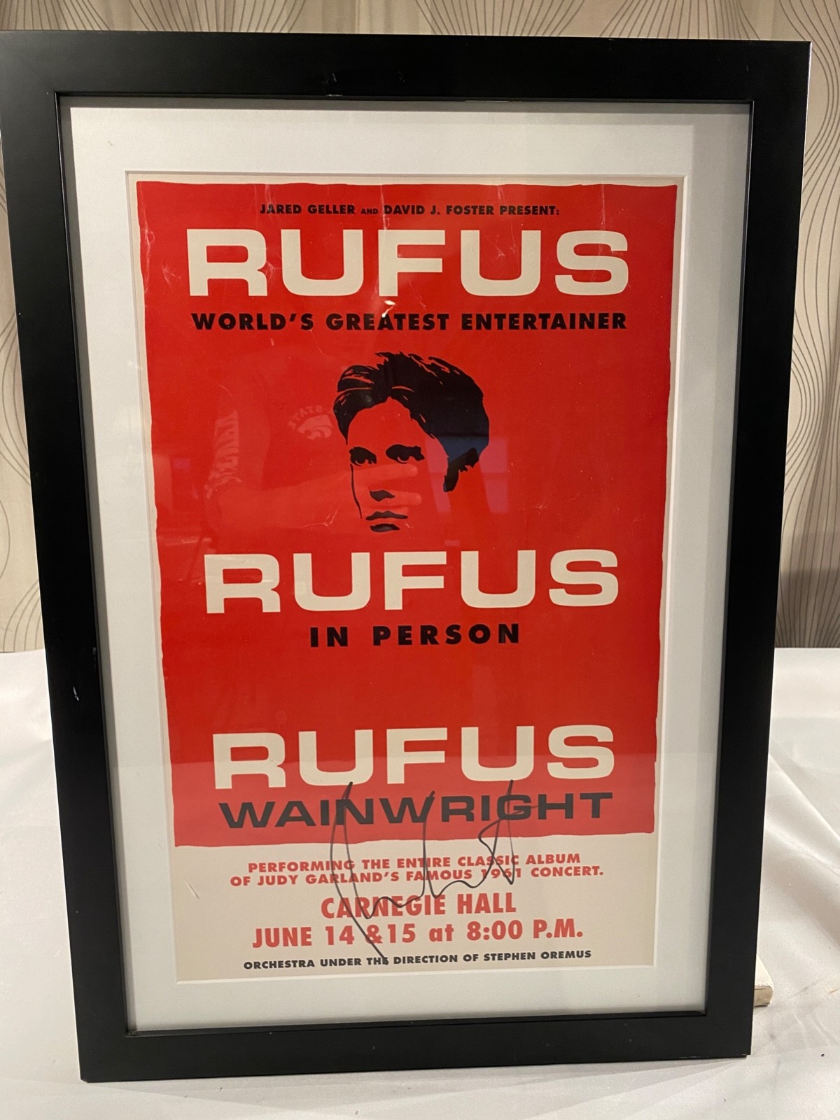 AUTOGRAPHED Rufus Wainwright Carnegie Hall Lobby Card– 2006 Judy Garland Tribute