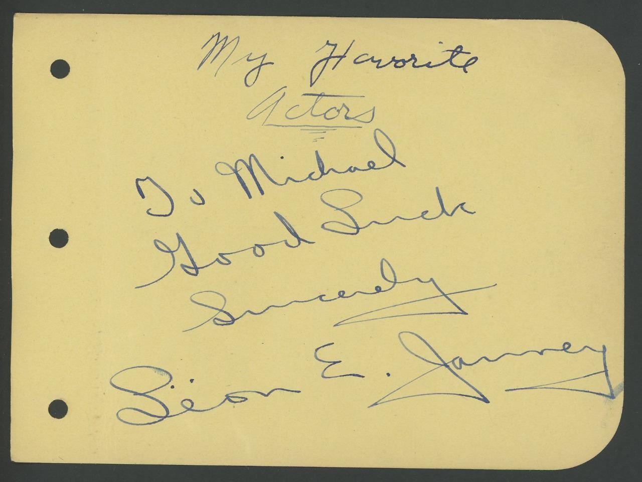 LEON JANNEY (1917-1980) signed album page | “Father’s Son” – autograph