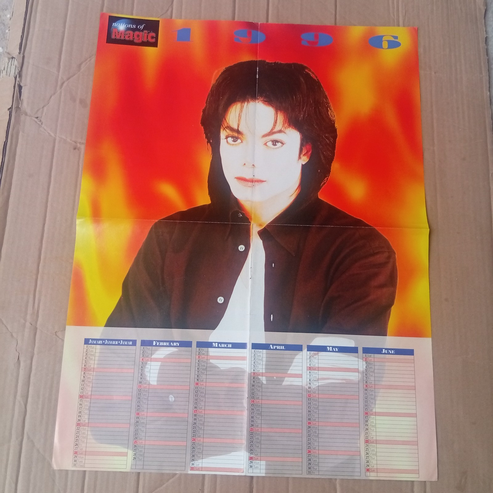 Vintage Poster Pop & Rock Michael Jackson 1996 Calendar Rare Collectible 17×26