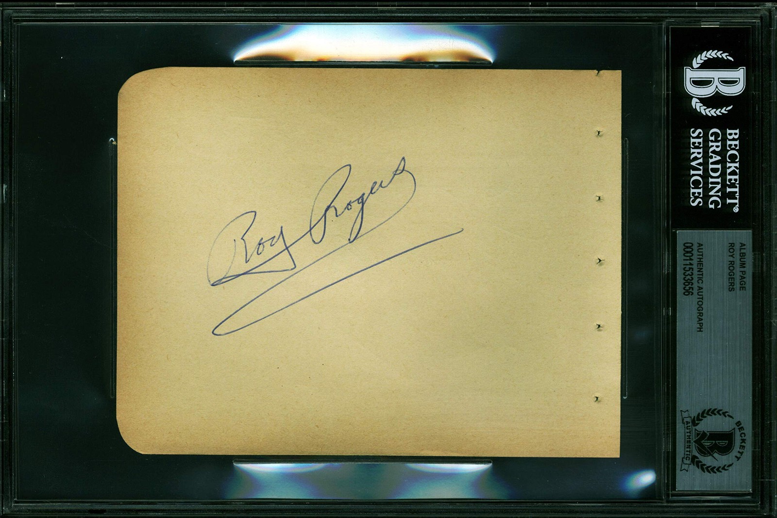 Roy Rogers The Roy Rogers Show Authentic Signed 4.5×5.75 Album Page BAS Slabbed