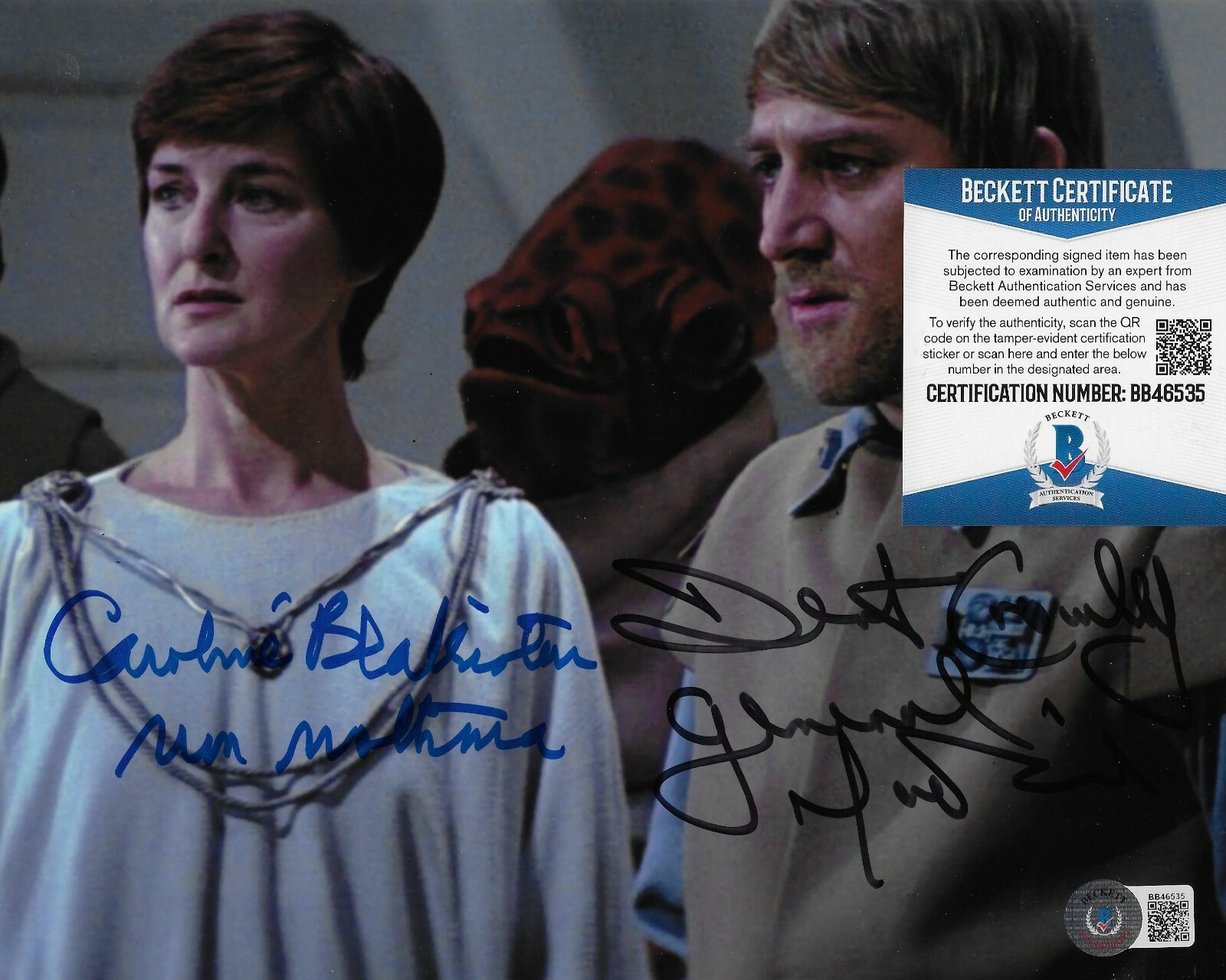 DERMOT CROWLEY CAROLINA BLAKISTON Signed 8×10 Photo Beckett BAS COA Star Wars