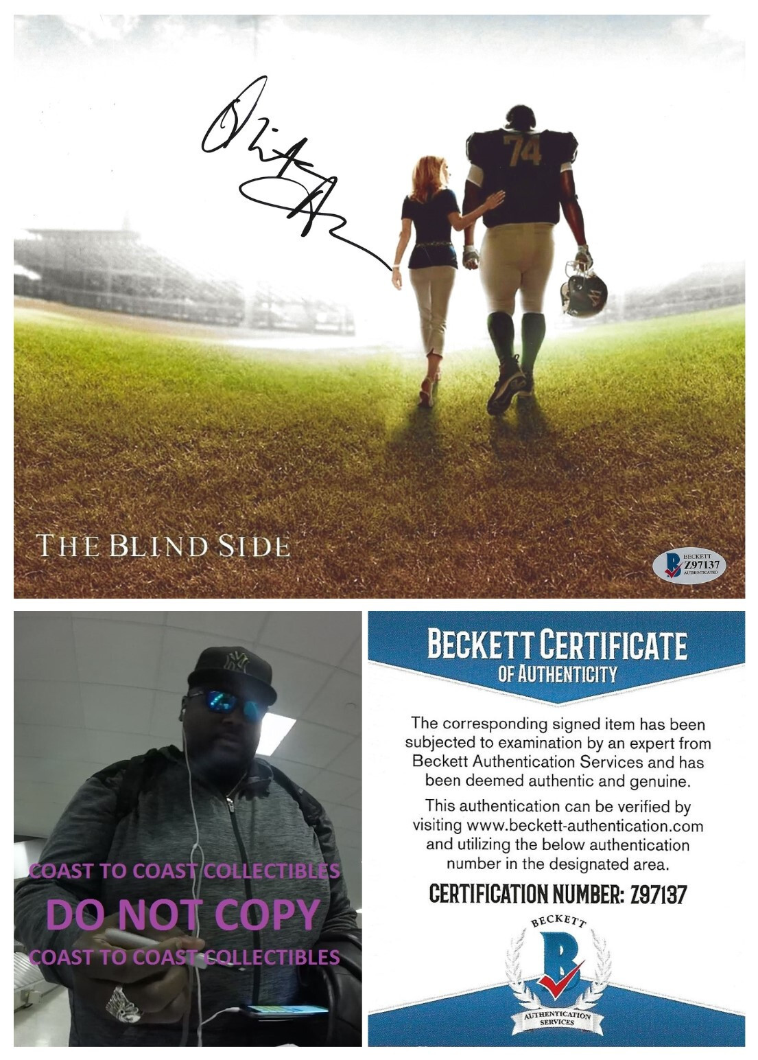 Quinton Aaron Actor signed The Blind Side 8×10 photo Beckett COA Proof autograph