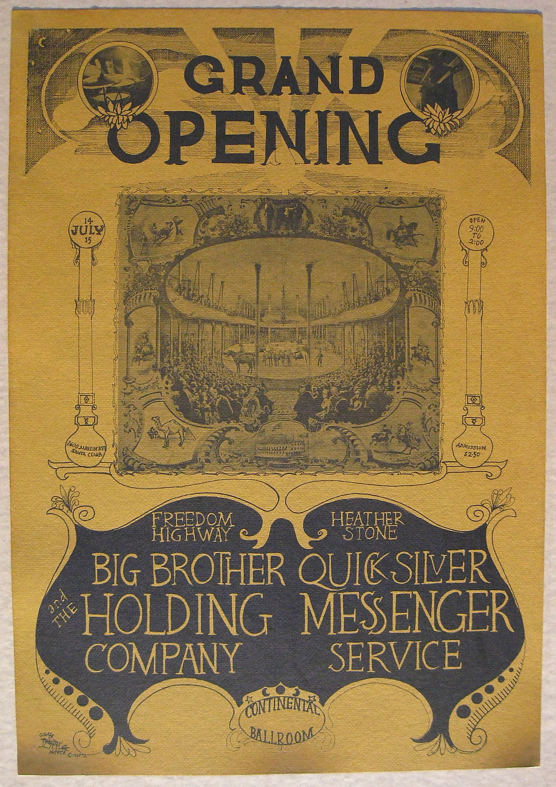 BIG BROTHER & THE HOLDING COMPANY Continental Ballroom 1967 Grand Opening POSTER