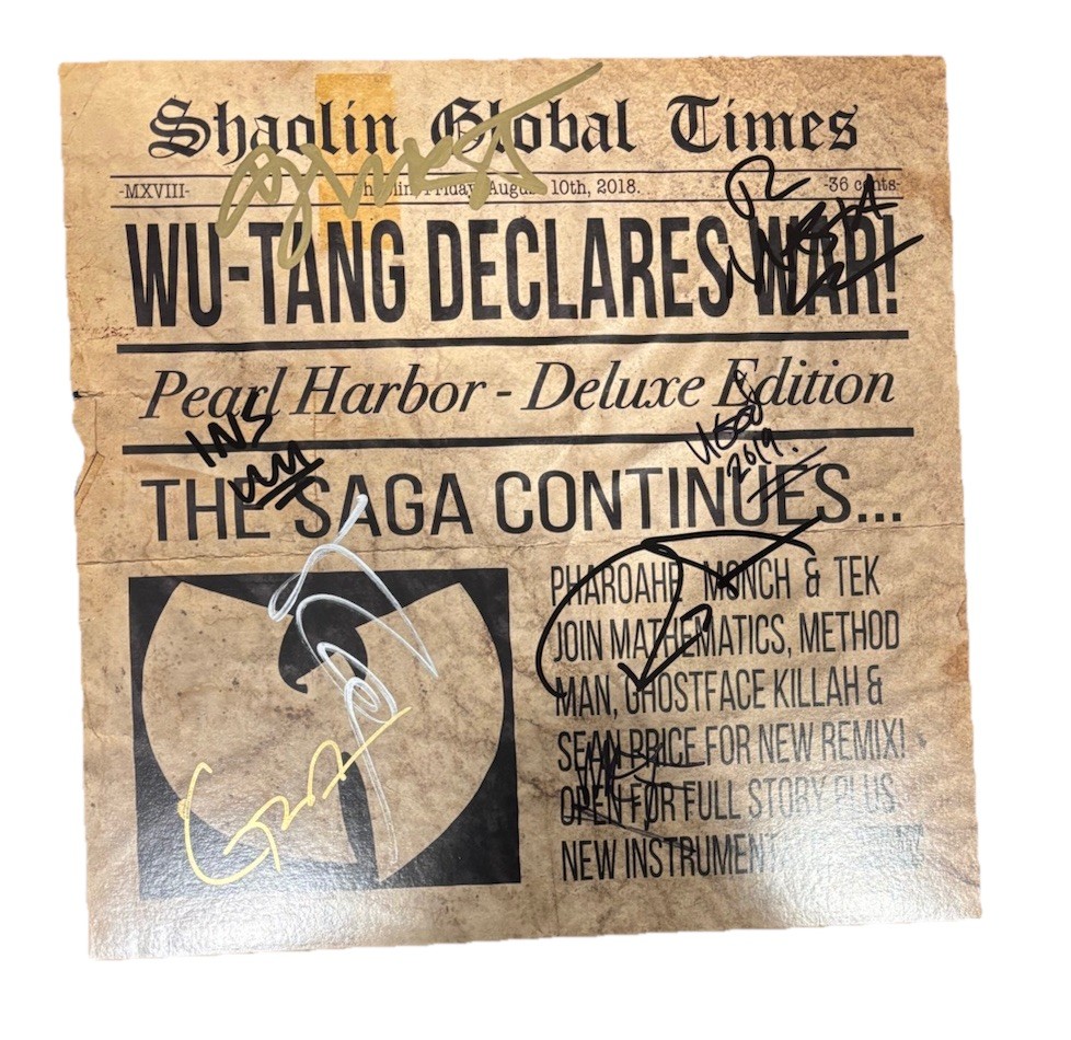 WU-TANG Rap Ghost GZA RZA Raekown +5 Signed Autographed Pearl Harbor Vinyl Album