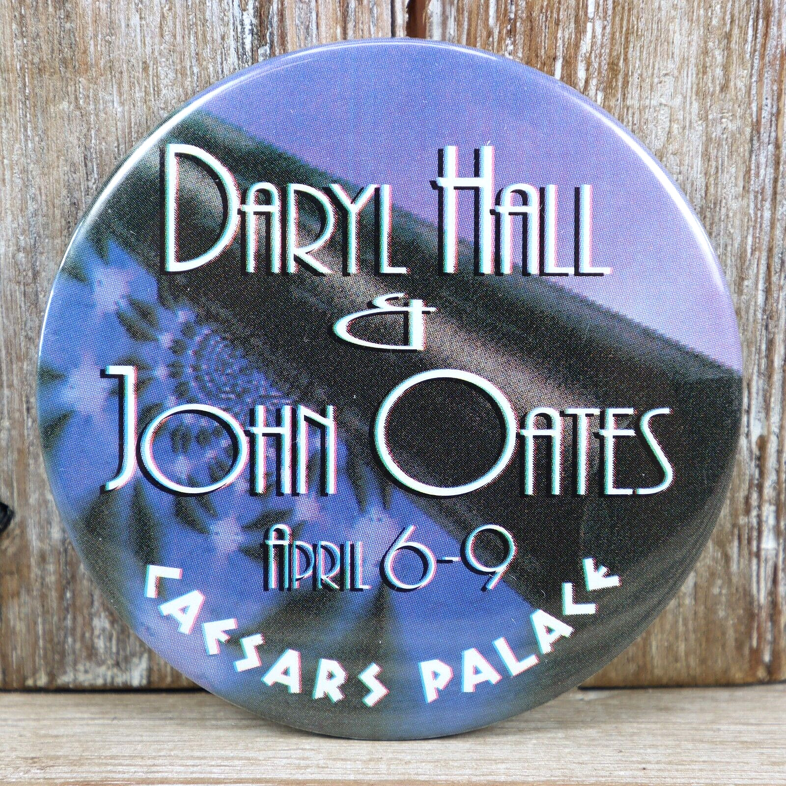 Daryl Hall & John Oates 3″ Vintage Pinback Button Caesars Palace Las Vegas 1980s