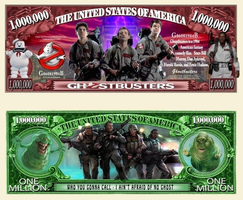 25 Pack Ghostbusters Dollar Bill Collectible $1 Million Novelty Funny Money Note
