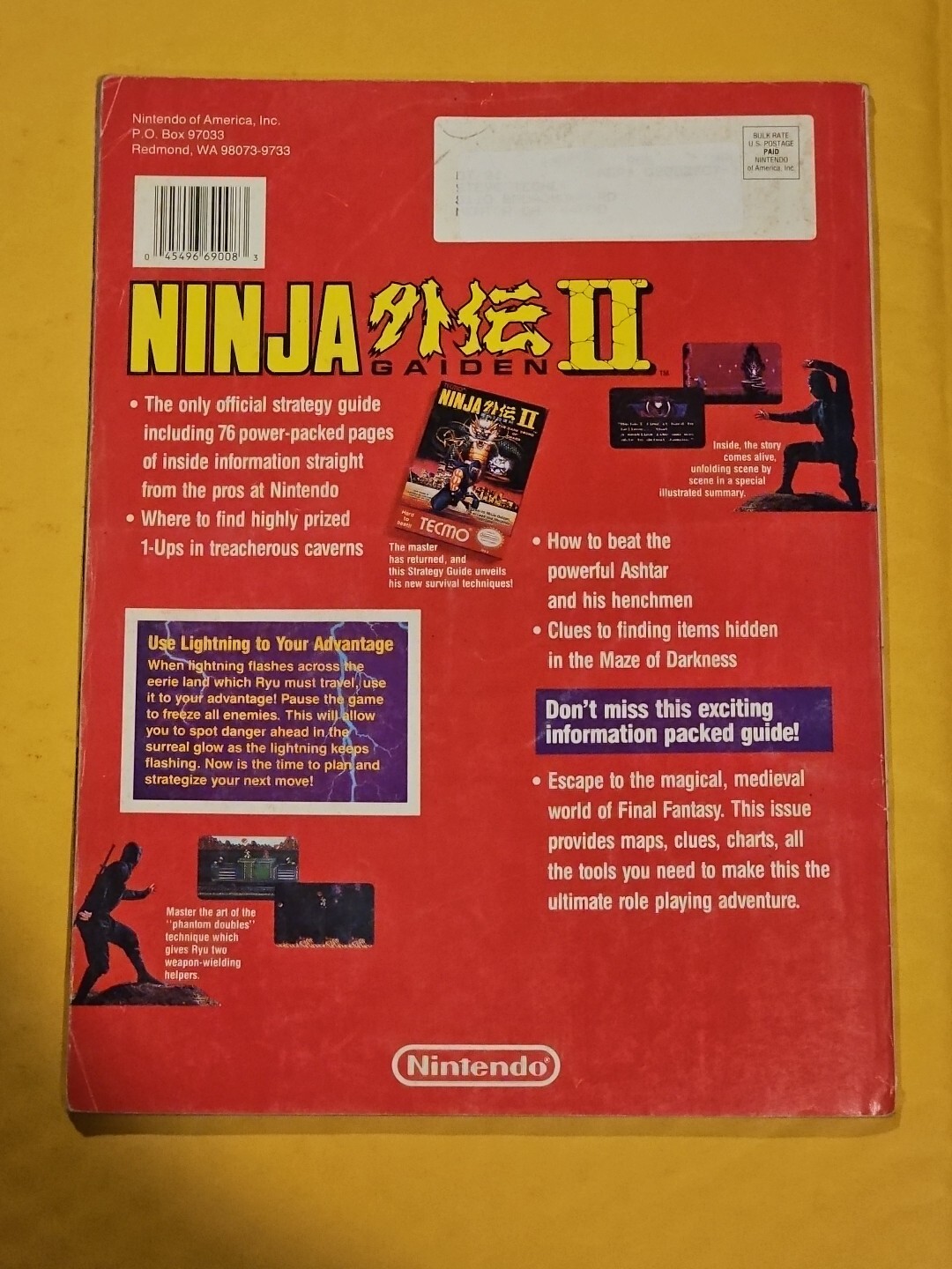 Nintendo Power Ninja Gaiden II Strategy Guide (W/O Poster) Vol 15 1990s NES
