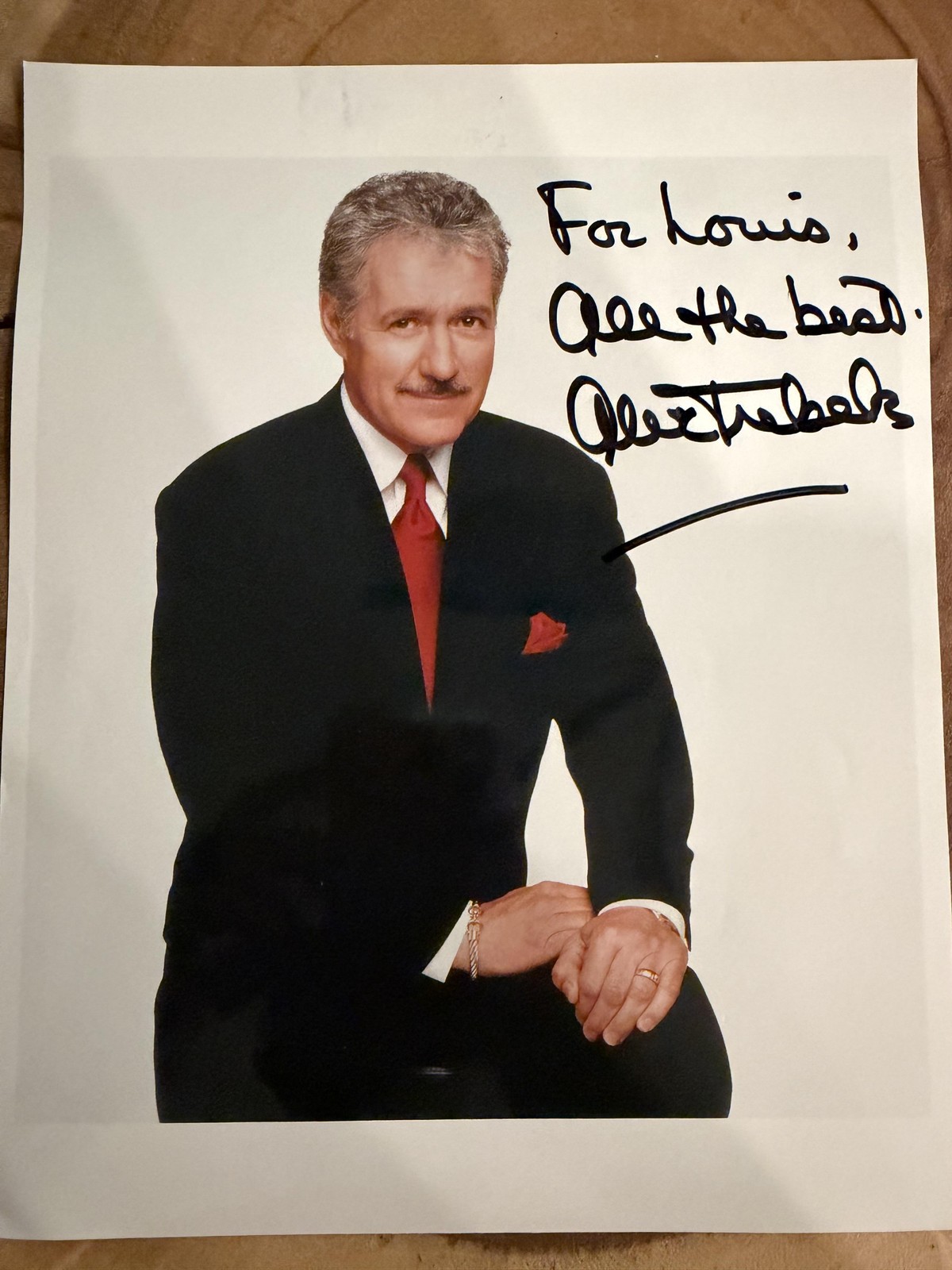 Alex Trebek Autographed Glossy Photo TV Personalized Message Memorabilia