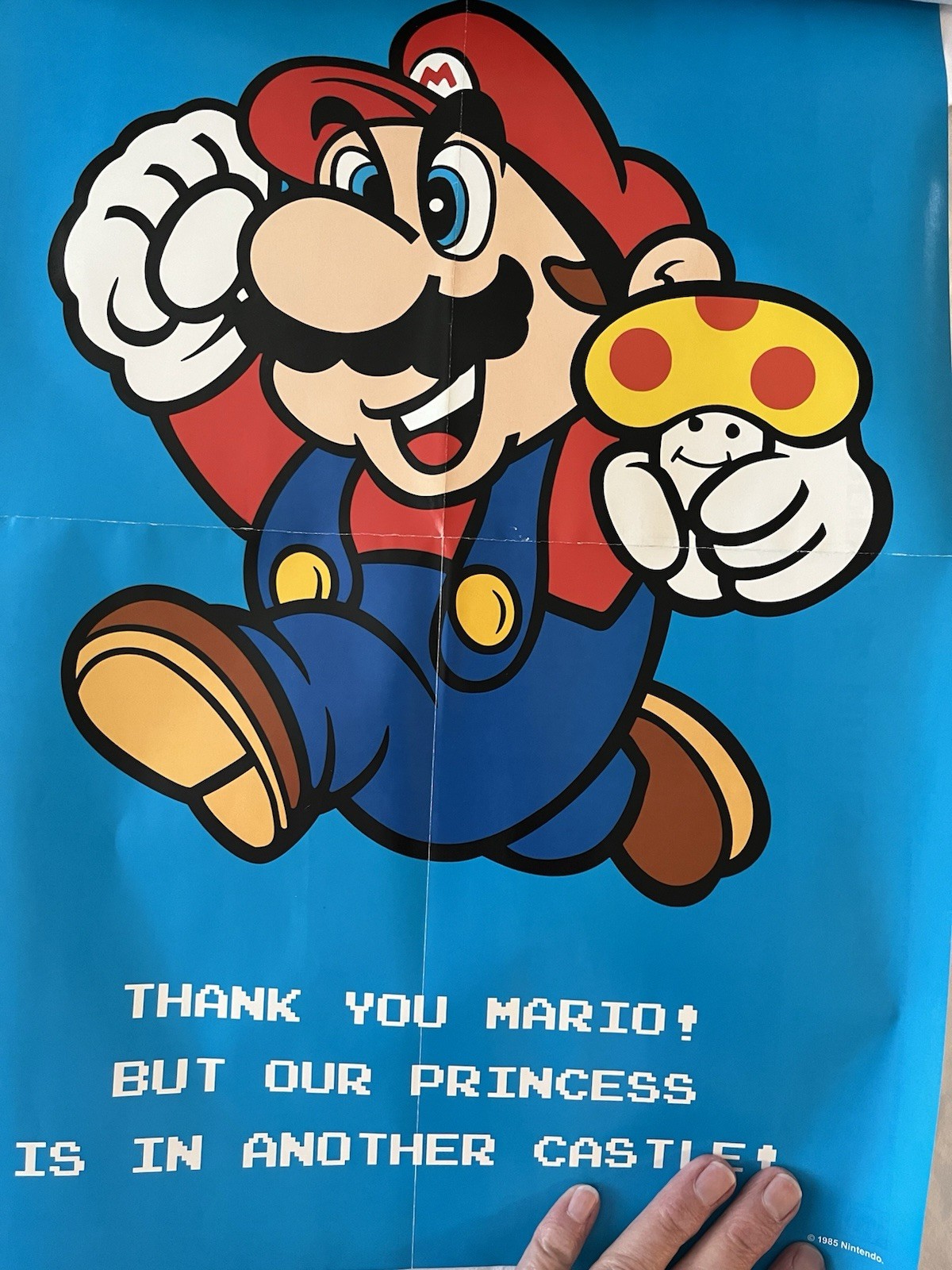 Vintage Nintendo Super Mario Bros Poster 1985 Our Princess Is In Another Castle!