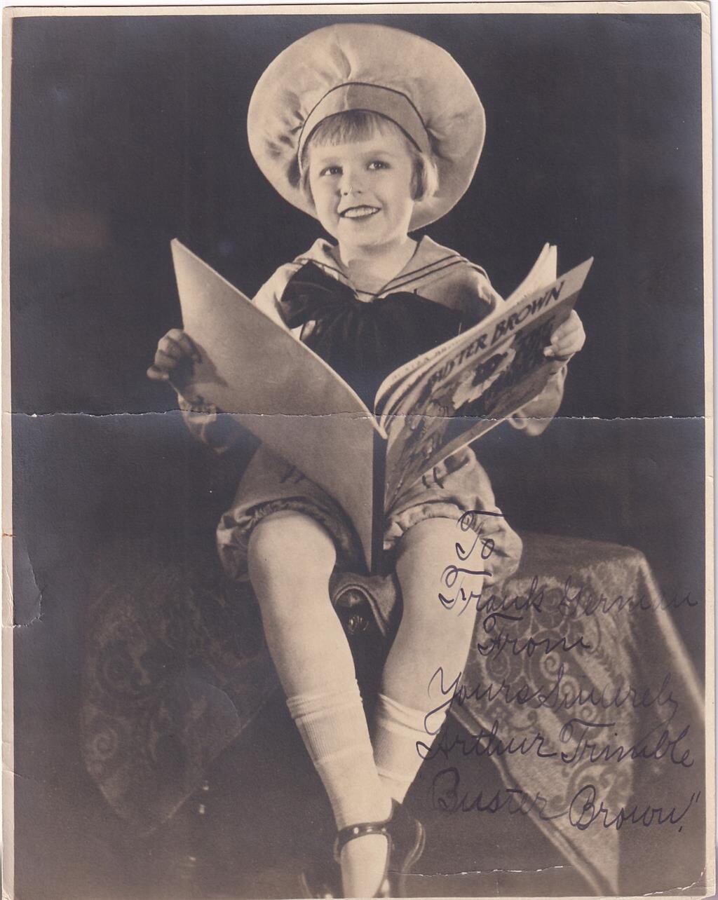 ARTHUR TRIMBLE (1916-48)—SIGNED PHOTO— Silent Comedy Star—50 BUSTER BROWN Films