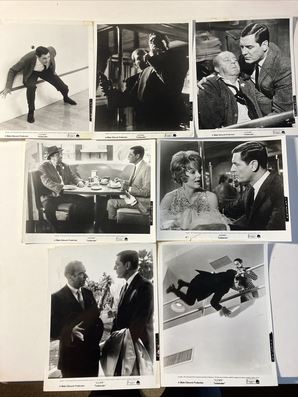 Lot Of 7 Original 1967 Press Photo Stills Movie “Gunn” Blake Edwards Production