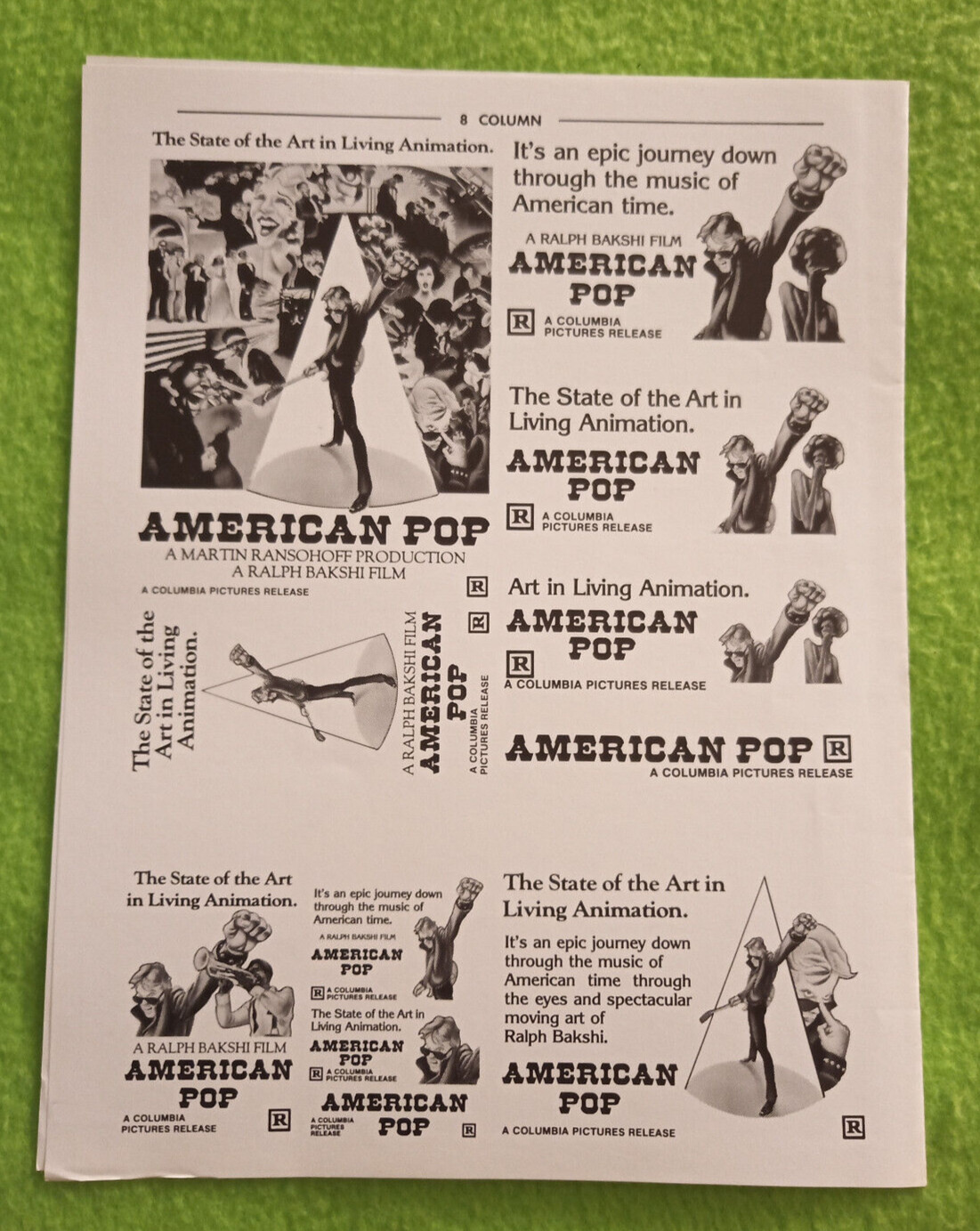 “American Pop” Original Movie Mini Ad Clip Art 1981 (uncut)