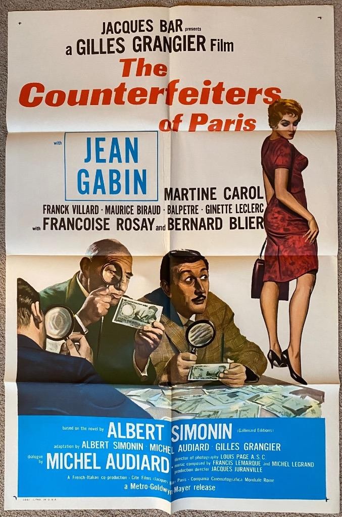 Jean Gabin Martine Carol COUNTERFEITERS OF PARIS 1961 1sh movie poster 2045