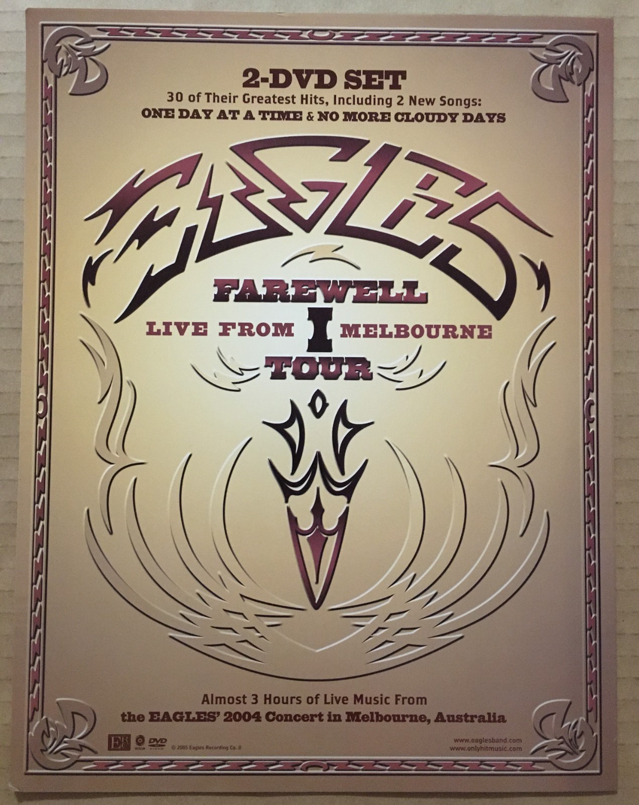 THE EAGLES Vintage 2004 PROMO WINDOW STATIC CLING POSTER for Farewell DVD 8.5×11