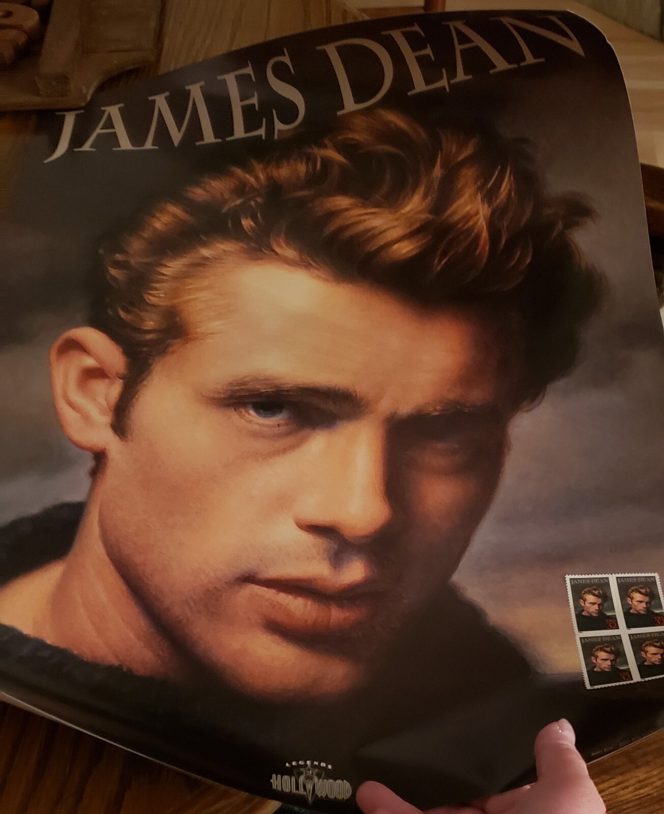 James Dean Legends of Hollywood US Postage Stamp 18×23.5″ with 4 stamps affixed