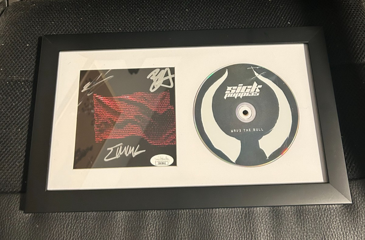 Sick Puppies Signed Wave The Bull CD Cover Framed & Matted W/ JSA COA