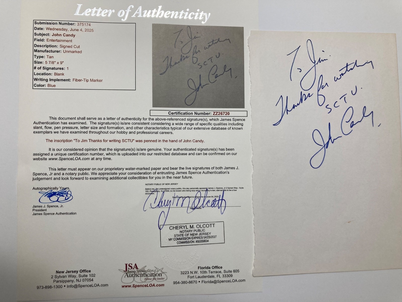 “UNCLE BUCK” autographs CANDY, CULKIN, KELLY & HOFFMAN JSA#ZZ26720, #AC40599