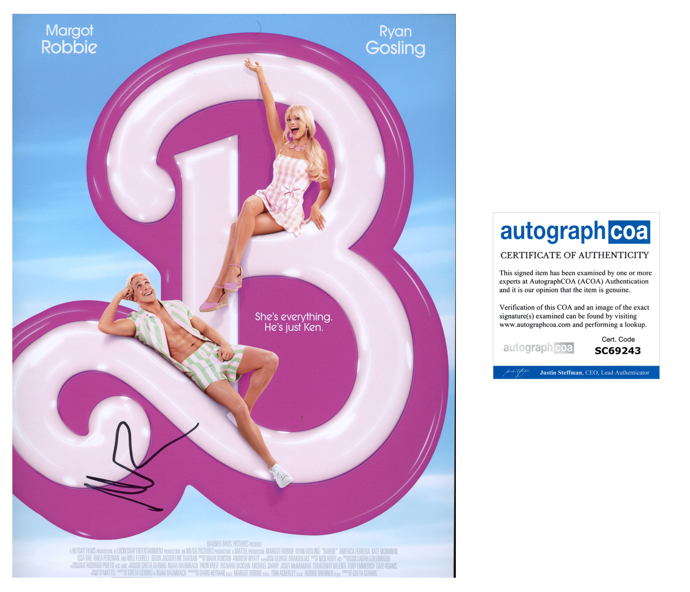 Margot Robbie Signed Autographed BARBIE 8×10 Photo ACOA