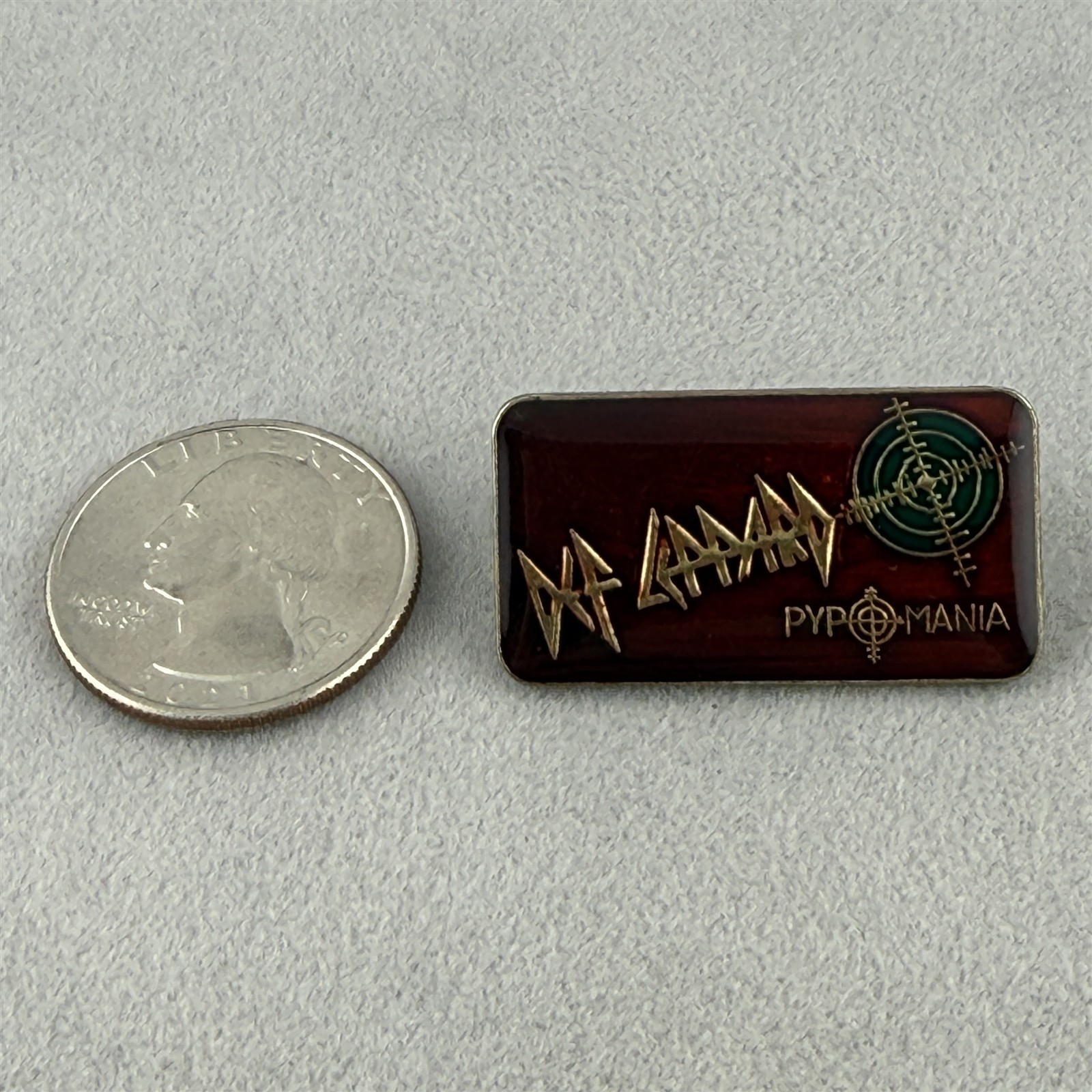 Vintage 1980s Def Leppard Pyromania Red Enamel Gold Tone Pin Pinback #61149