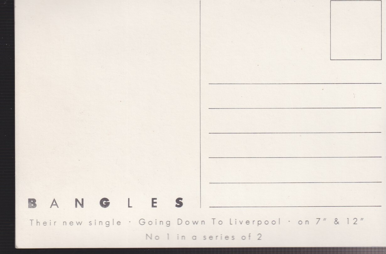 bangles going down to Liverpool postcard promo Debbi Peterson Susanna Hoffs