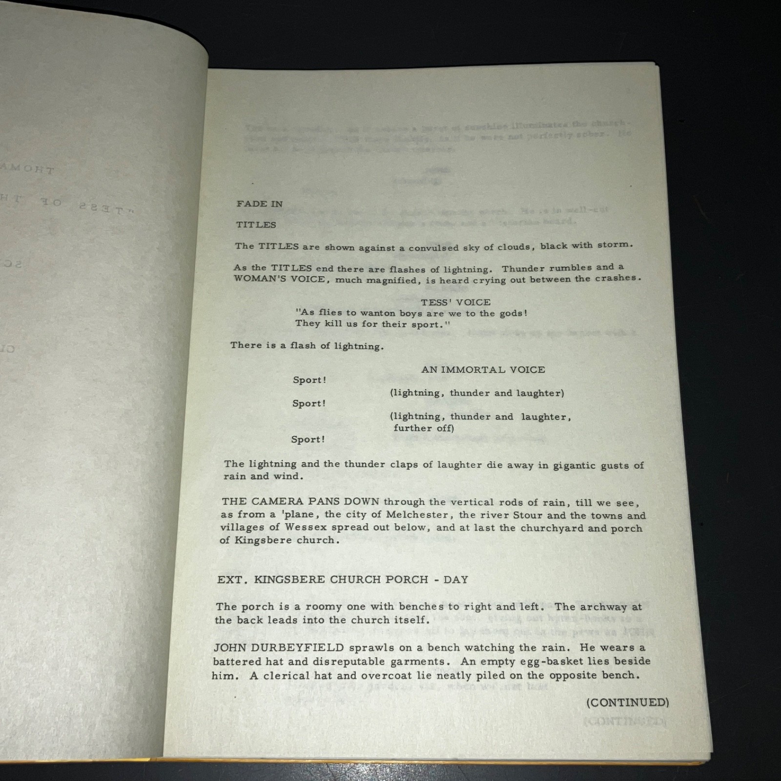 TESS OF THE D’URBERVILLES c1940s Selznick Clemence Dane Unmade Script COA