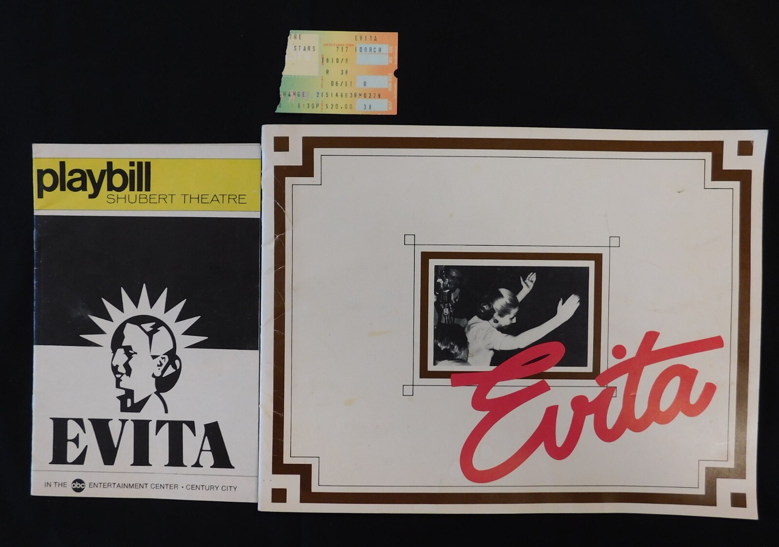 Evita 1980 Shubert Theatre Playbill, Program & Ticket Stub – Andrew Lloyd Webber