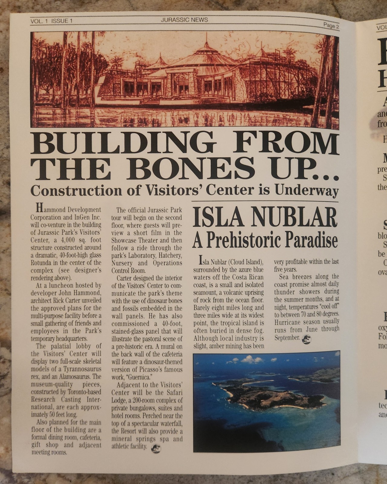 Original Feb 1993 Vol 1 Jurassic Newspaper Park Press Kit Promo Poster Brochure