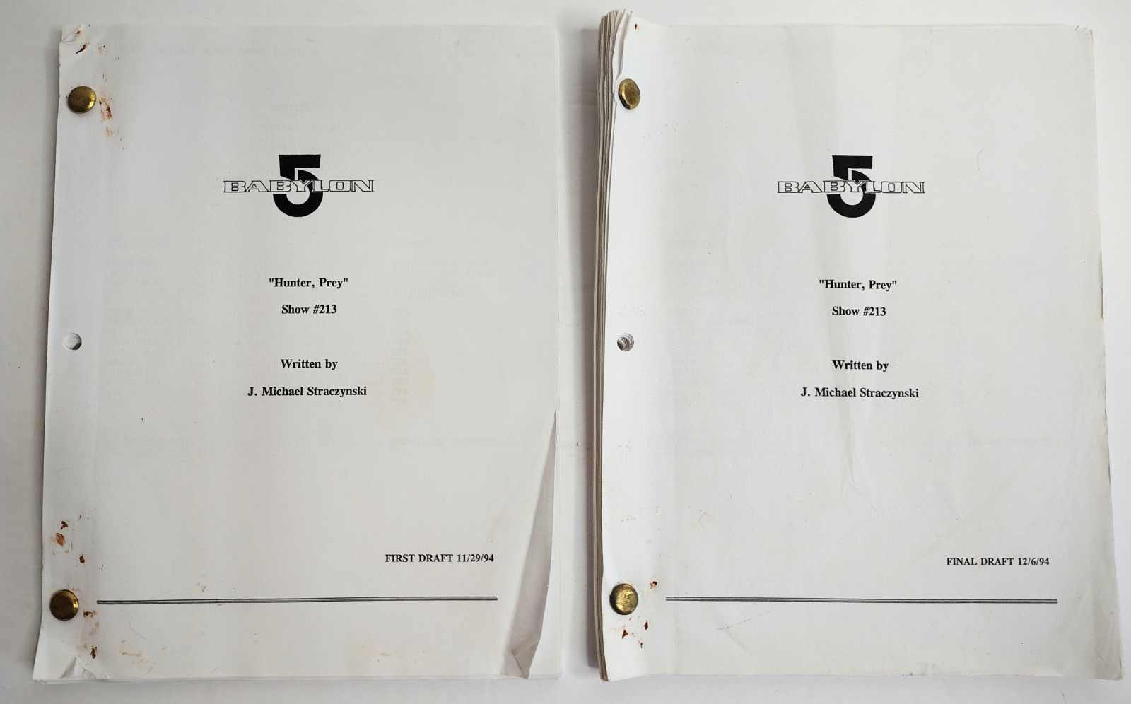 Babylon 5 TV Script Lot 1994 Episode “Hunter, Prey” Richard Moll Multiple Drafts