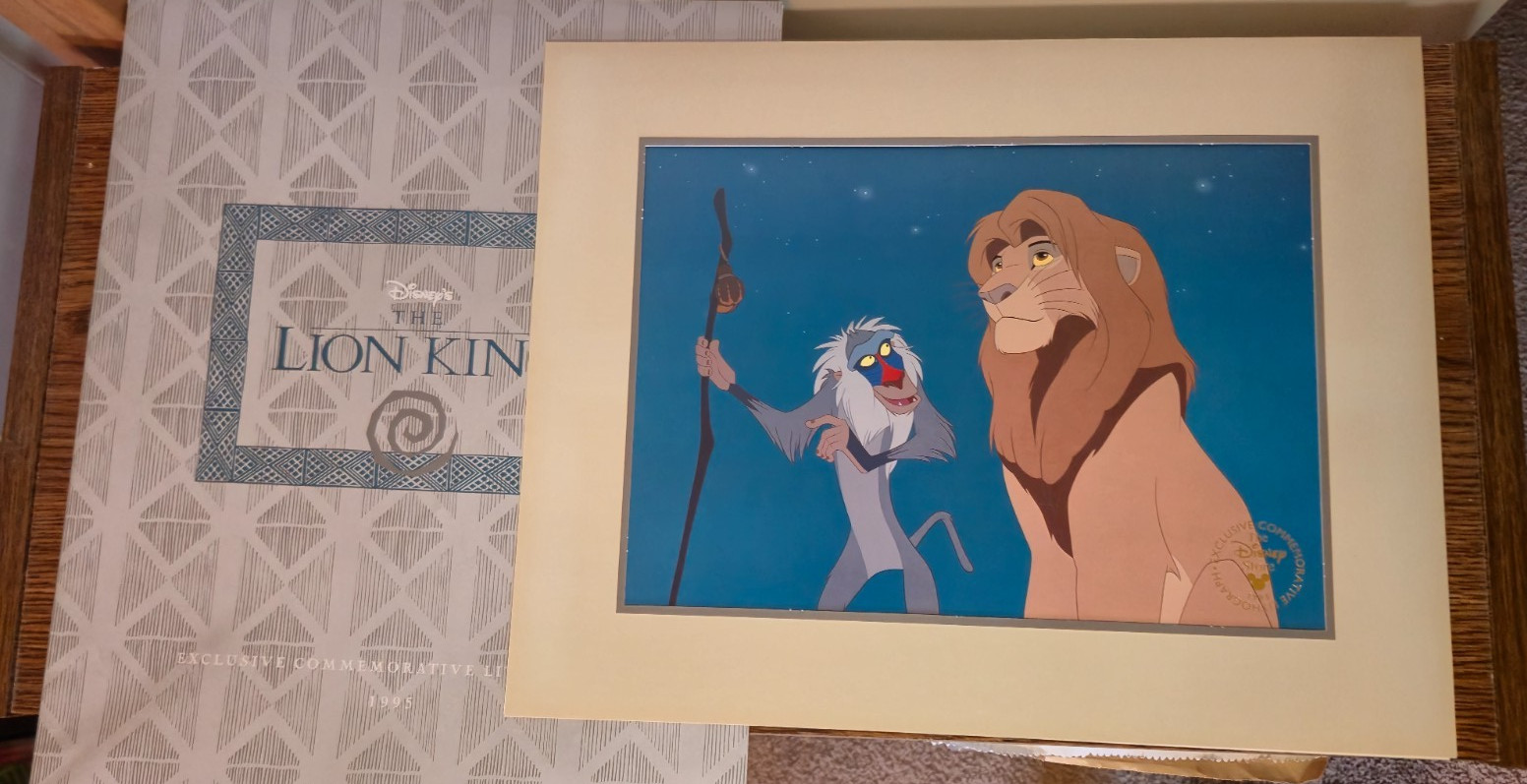 DONNIE DUNAGAN Bambi Signed Autograph + Lion King Disney Store Print 14×11