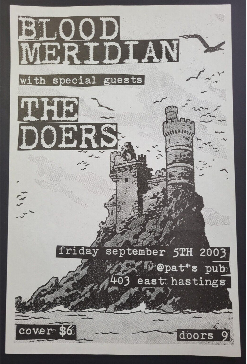Blood Meridian The Doers Concert Poster 2003 Vancouver BC Canada Alt Country