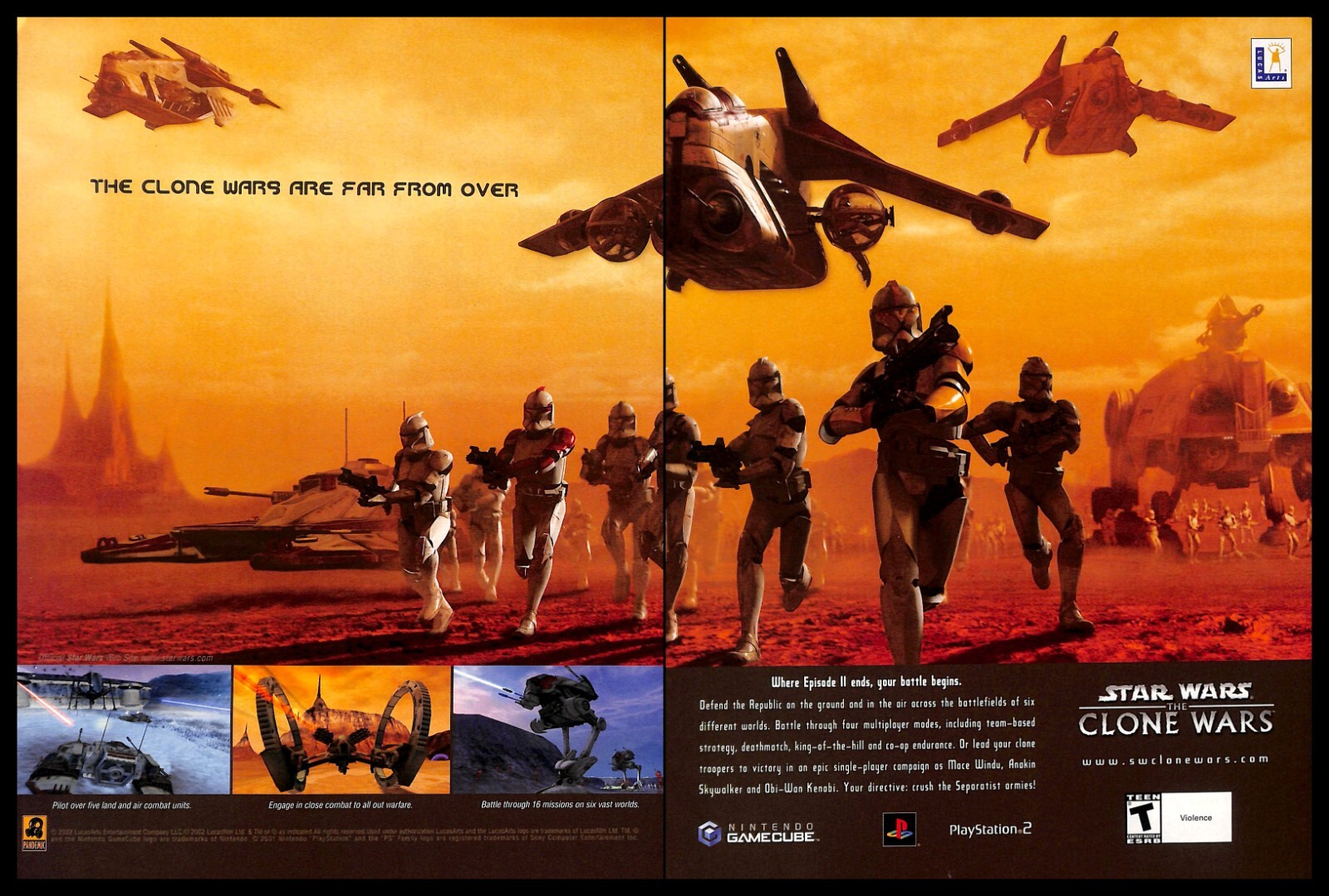 2002 Star Wars: The Clone Wars Retro Video Game PRINT AD PS2 Gamecube Promo