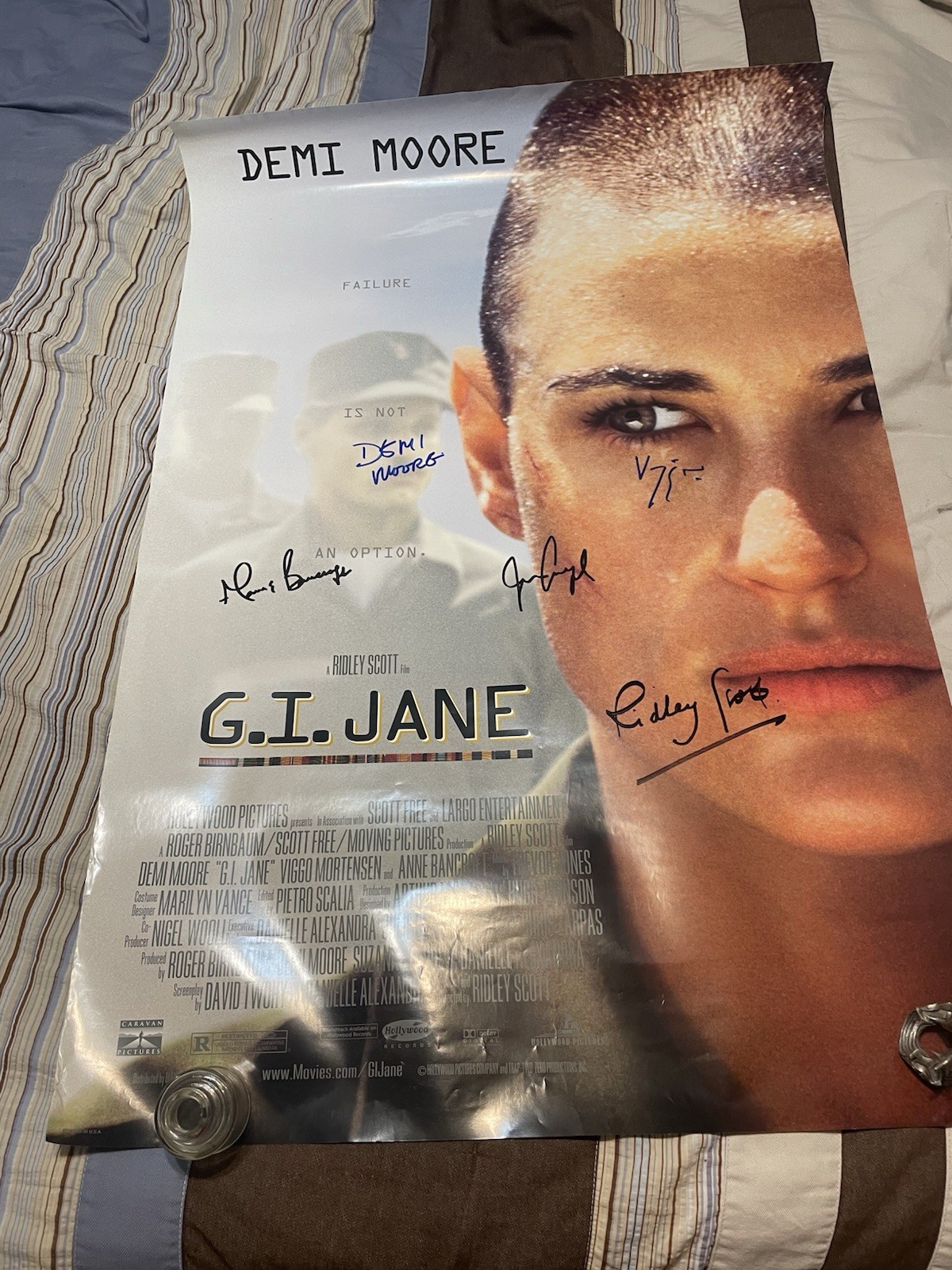 G.I. Jane Movie Poster W/ 5 Autographs Demi Moore Virgo Mortensen Anne Bancroft