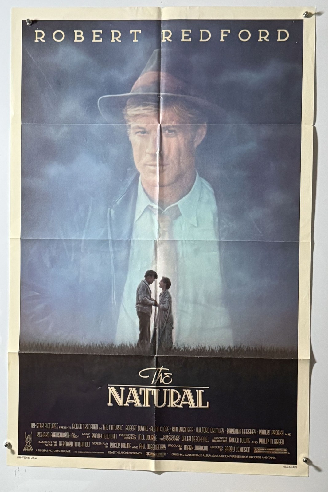 The Natural Original 1984 Movie Poster Robert Redford Glenn Close Kim Basinger