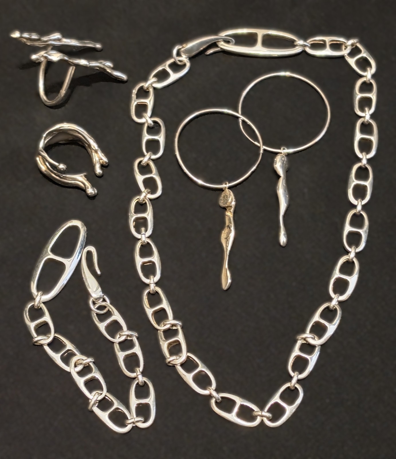 A24 Mother Mary Screen Worn Jewelry – Monom Ava Rings Onia Hoops HR Silver Chain