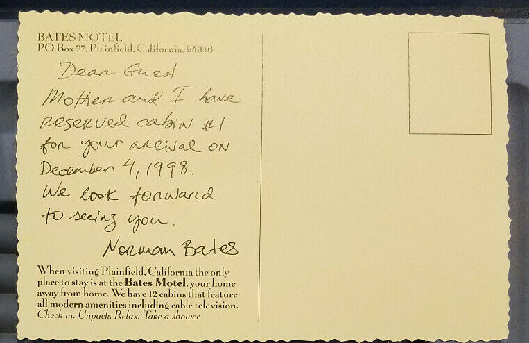 Psycho (1998 Vince Vaughn) Postcard (Movie Theater Promo)