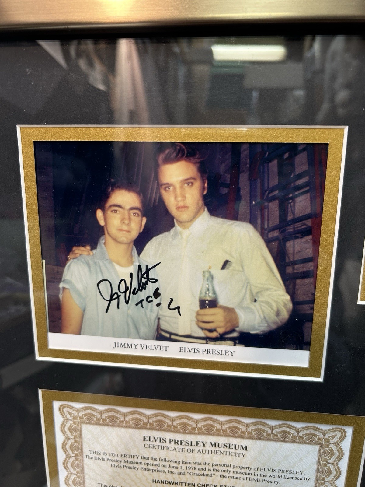 Elvis Presley Handwritten Check Stub COA Jimmy Velvet Signed Display