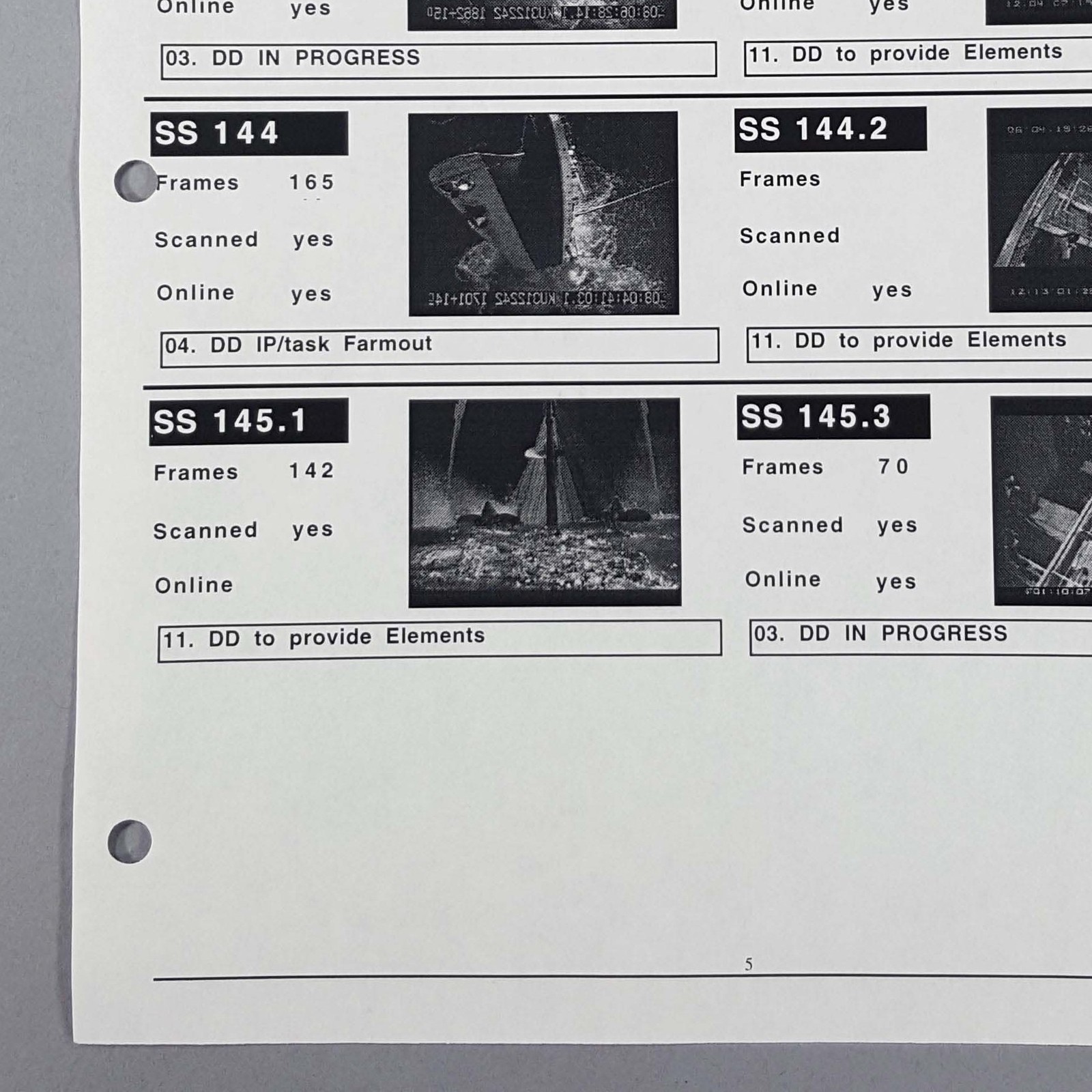 Titanic VFX Shot Tracker Report SS Sequence Ship Sinking Original Movie Prop