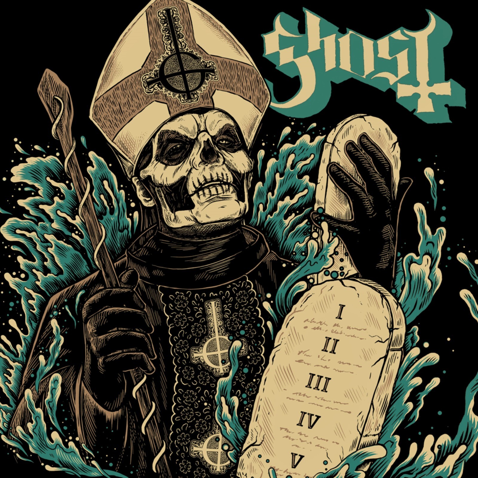 GHOST 13 Commandments BANNER 2×2 Ft Fabric Poster Tapestry Flag album cover art