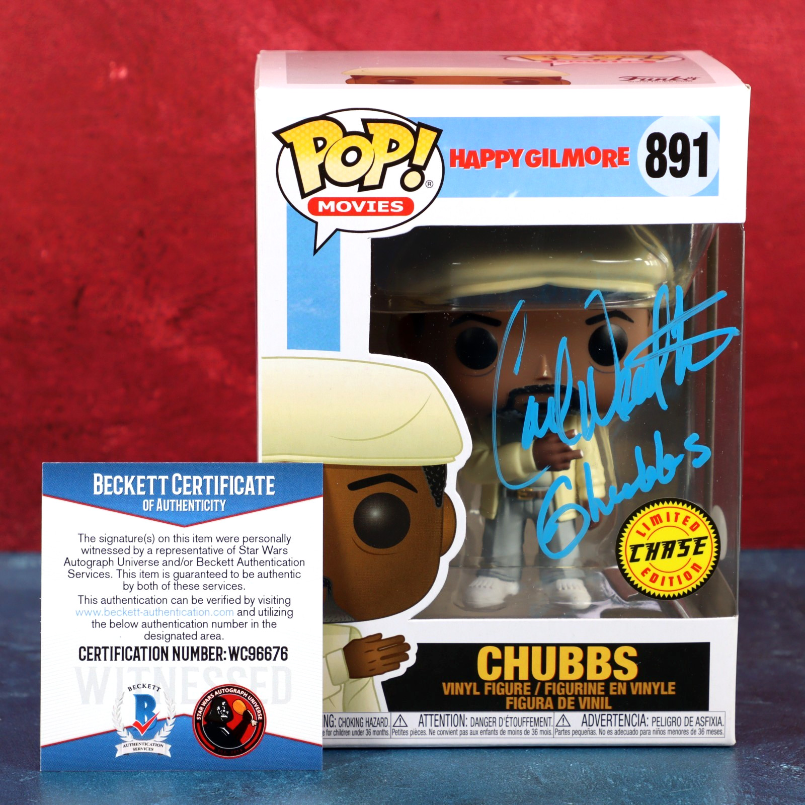 Carl Weathers Signed Funko Pop Happy Gilmore 891 Chubbs BAS COA 2019 Protector
