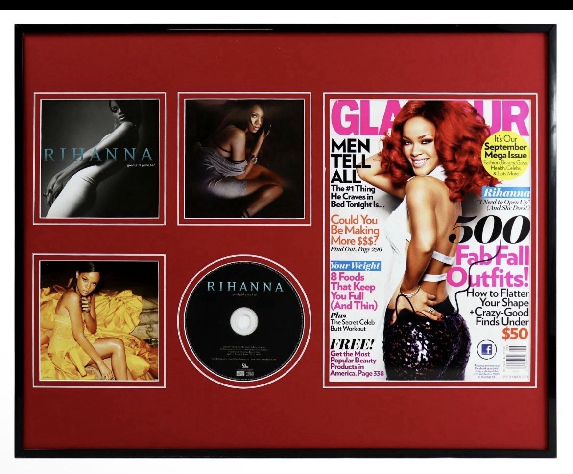 Rihanna Signed Framed 16×20 Good Girl Gone Bad CD & Glamour Display JSA