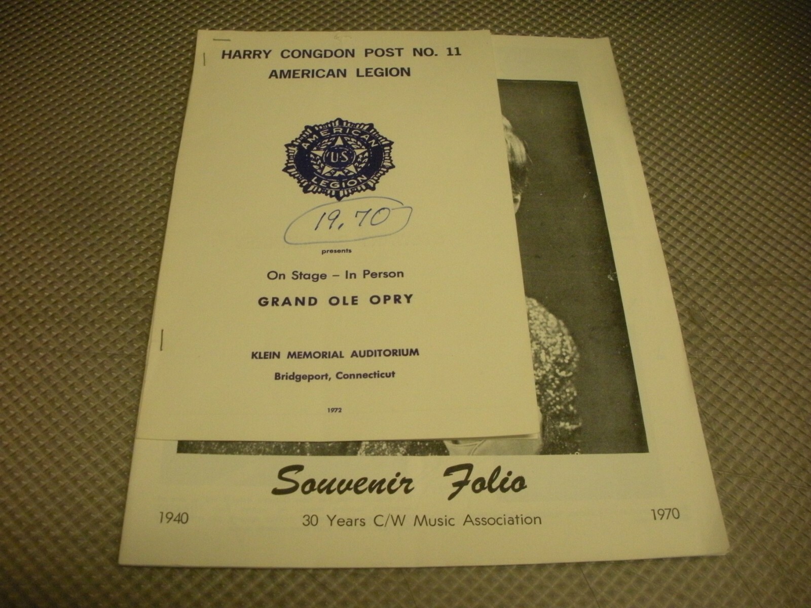 Pee Wee King Country Music Souvenir Folio from 1970 and Program from 1972 Show