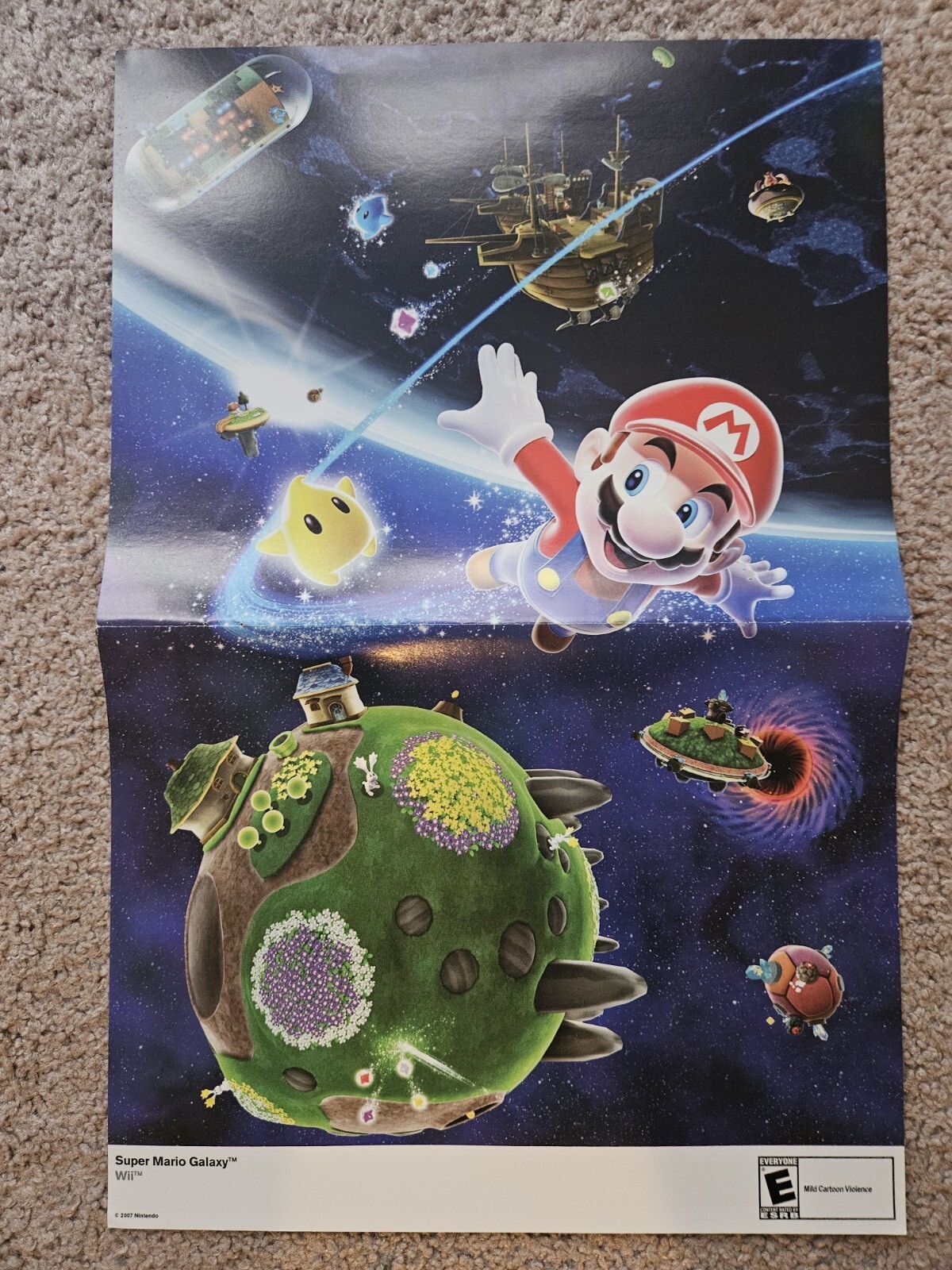 Super Mario Galaxy 15.5”x11.5” Nintendo Power Collectible Double Sided Poster