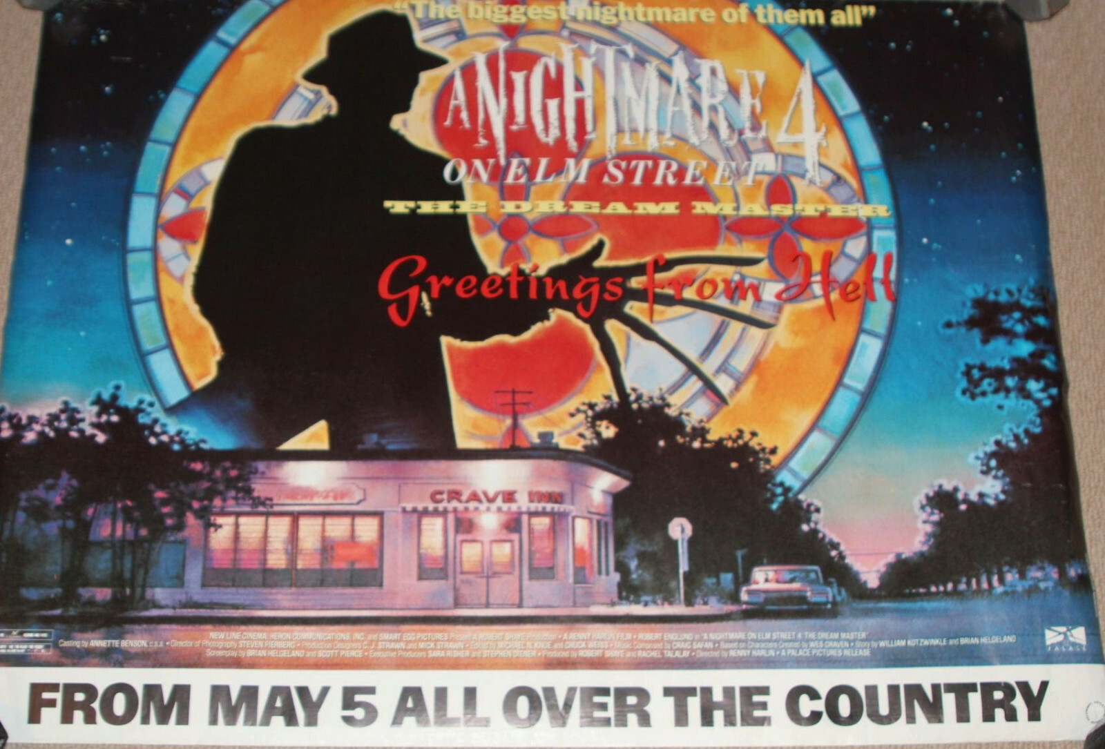 Nightmare on Elm Street 4 Dream Warriors Greetings from Hell UK Quad Poster RARE