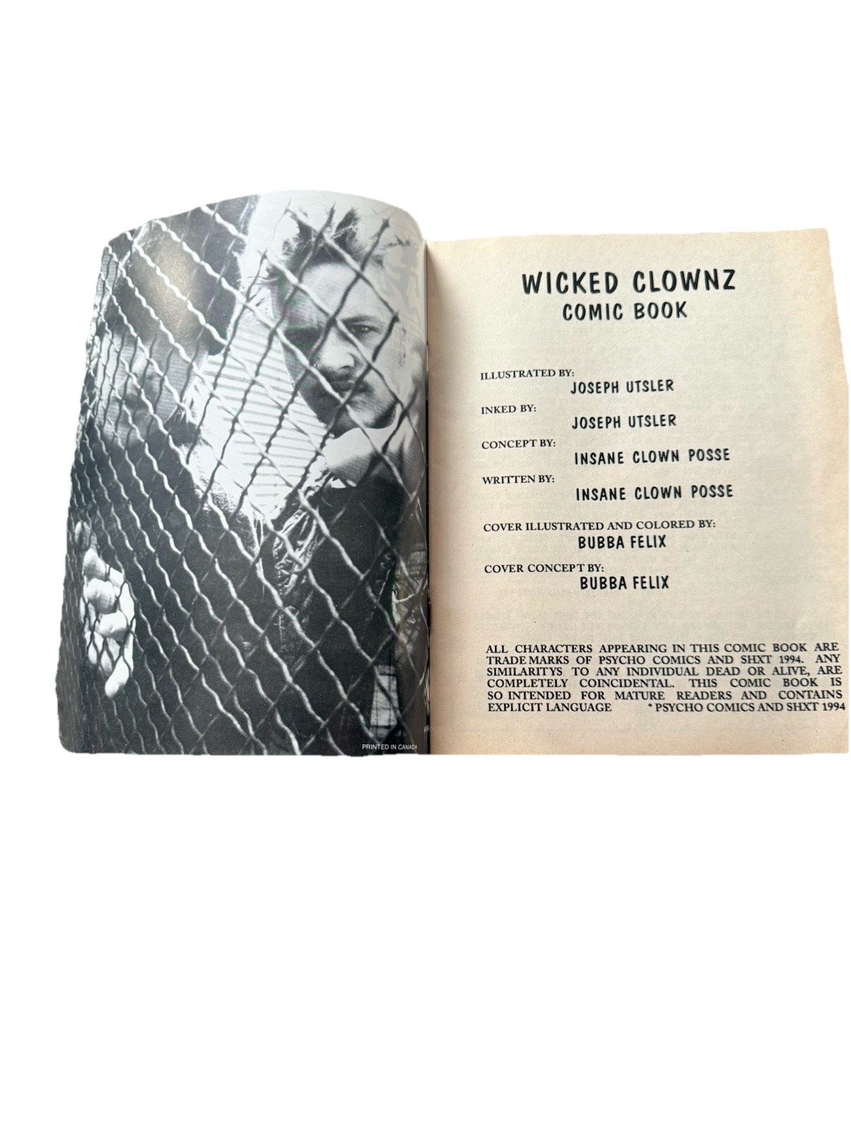 Original ICP Insane Clown Posse Wicked Clownz Comic Book with Ringmaster AD
