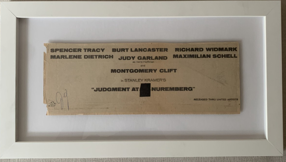 Judy Garland Signed “Judgment at Nuremberg” Newspaper Clipping Framed UACC
