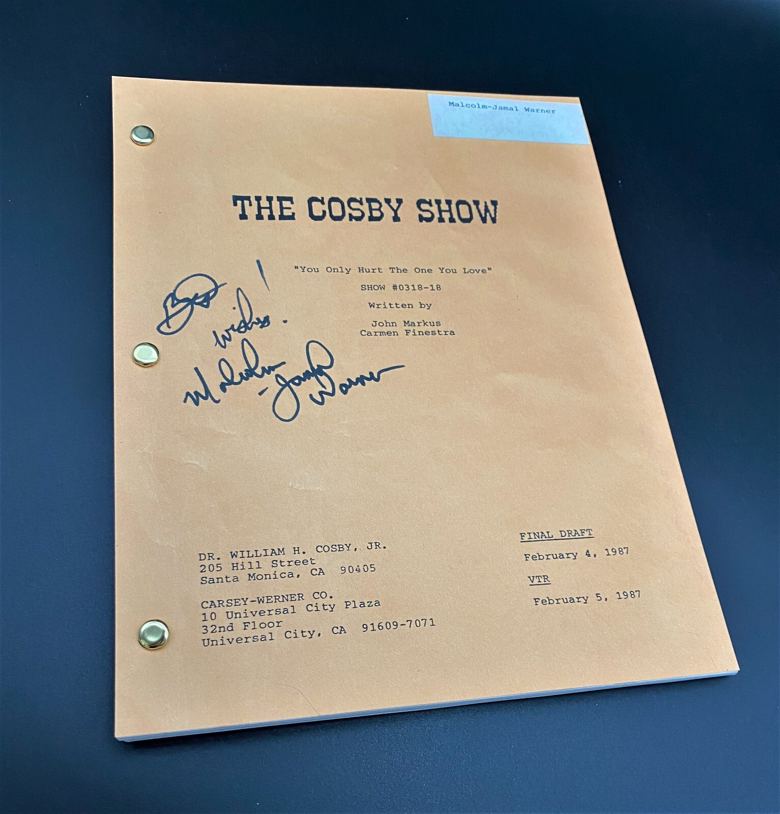 Bill COSBY SHOW TV Series Sitcom Script, Malcolm-Jamal Warner Signed (Reprint)