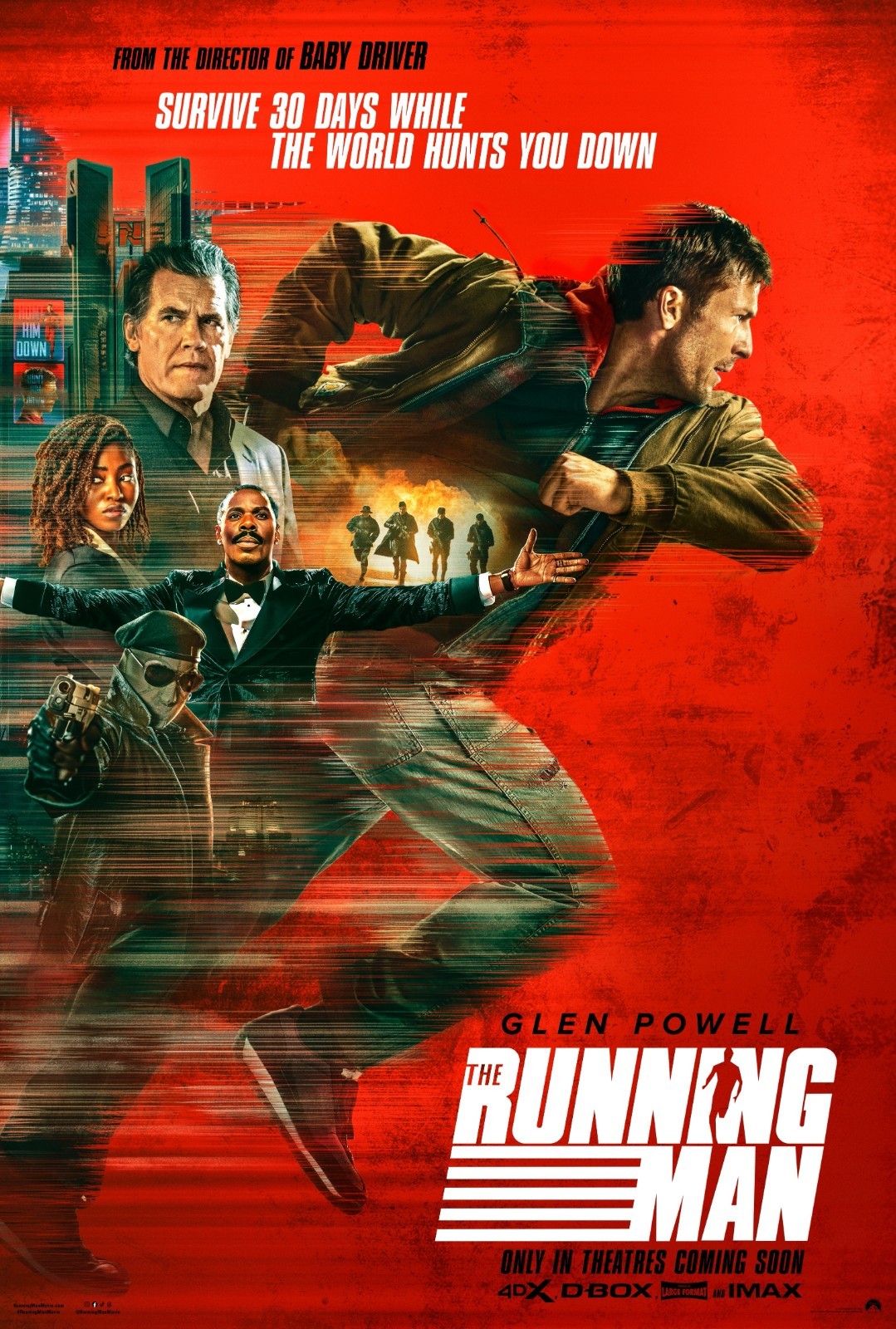 The Running Man movie poster (c) – 11″ x 17″ inches – Glen Powell