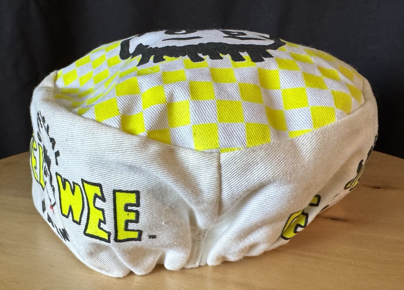 1988 Pee Wee Herman 🔥 YELLOW 🔥CHECKERBOARD Painters Hat 🔥 RARE COLOR Original